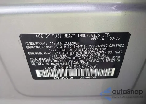2014 Subaru Forester 2.5I from USA, damaged, VIN JF2SJAAC6EG423265